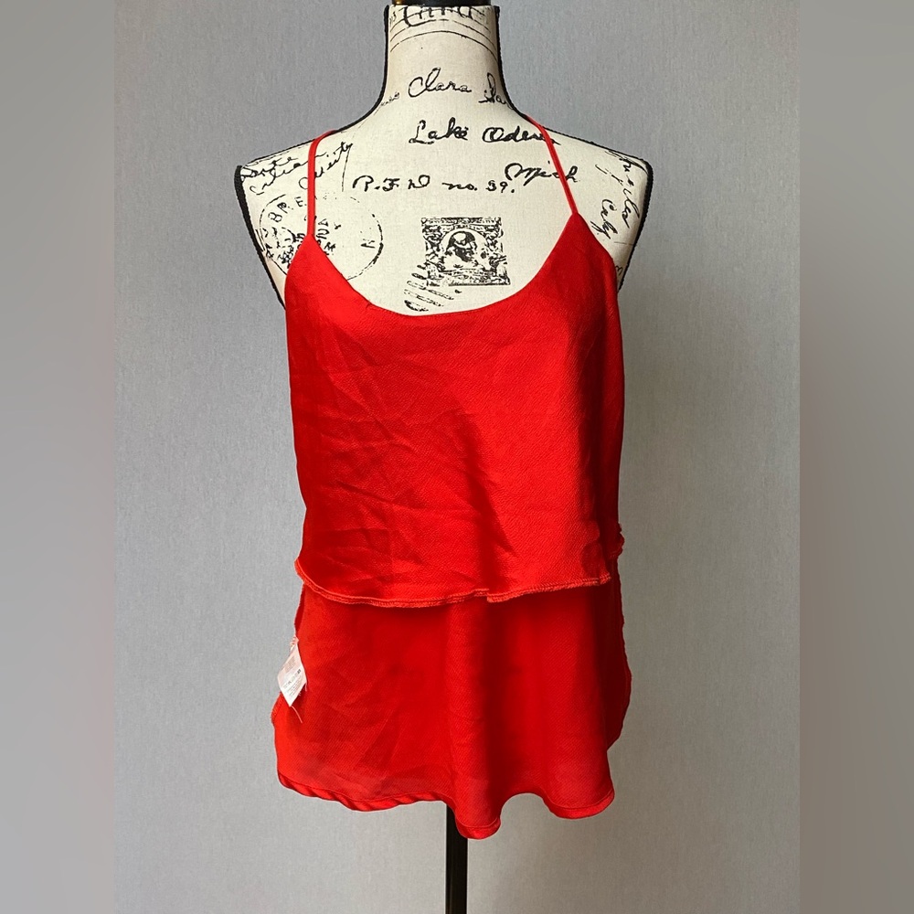 Vicolo Red Cami Top Made in Italy Silky Spaghetti Strap Tank - Picture 8 of 16